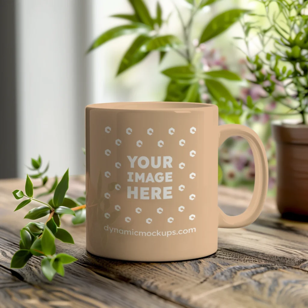11oz Blank Tan Ceramic Coffee Mug Mockup Template