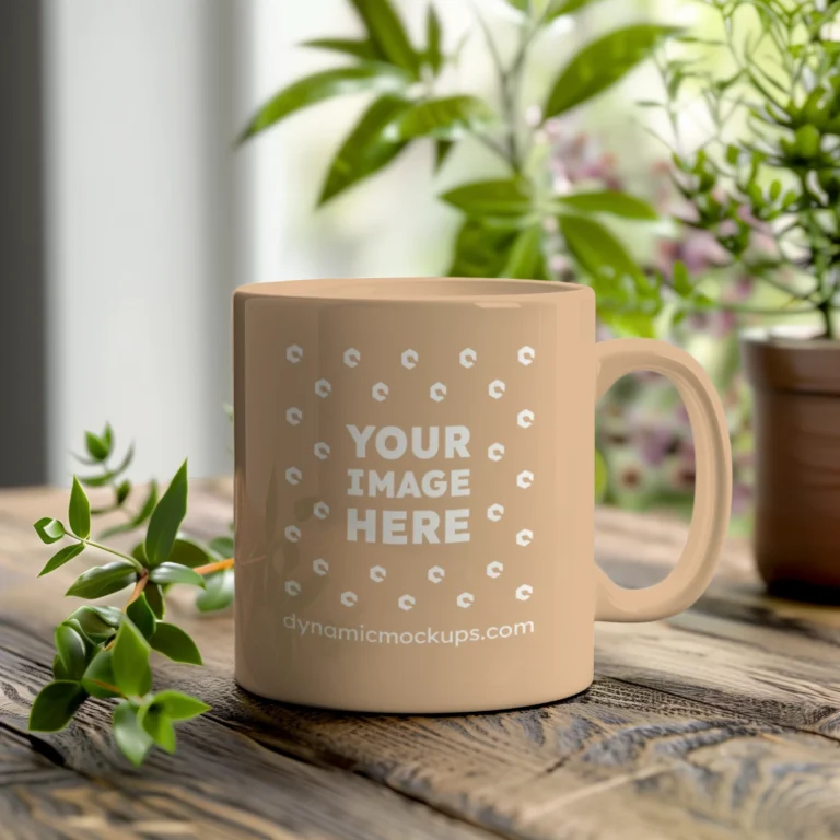 11oz Blank Tan Ceramic Coffee Mug Mockup Template