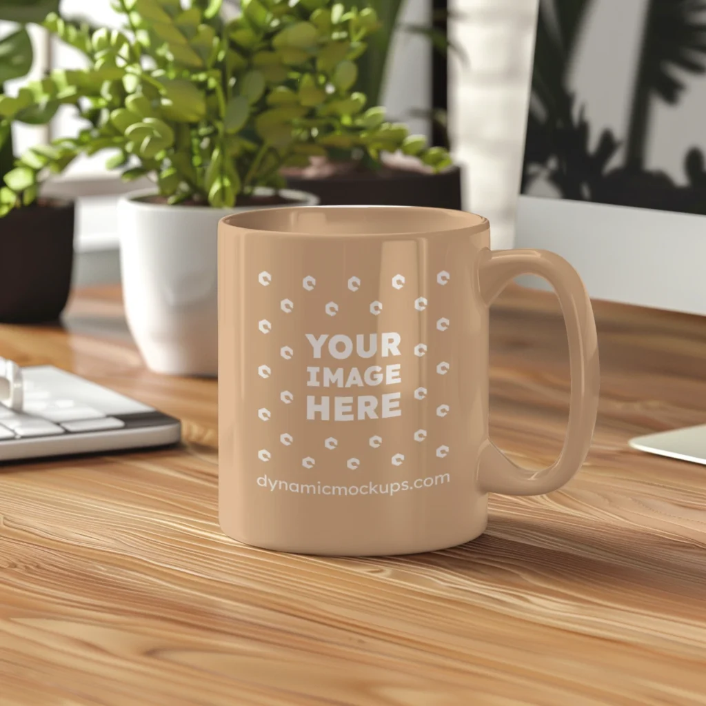 11oz Blank Tan Ceramic Coffee Mug Mockup Template