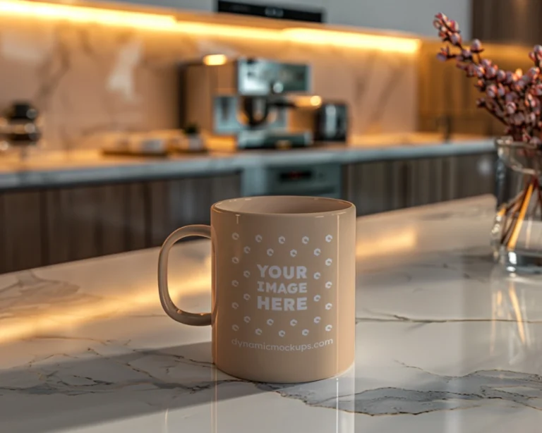 11oz Blank Tan Ceramic Coffee Mug Mockup Template