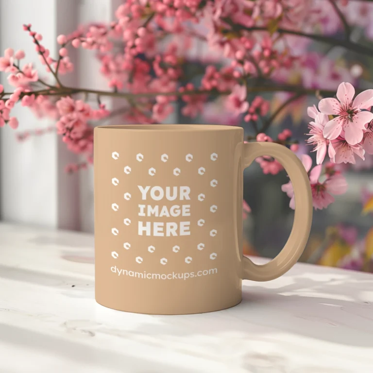 11oz Blank Tan Ceramic Coffee Mug Mockup Template