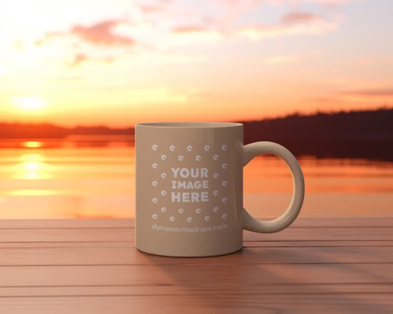 11oz Blank Tan Ceramic Coffee Mug Mockup Template