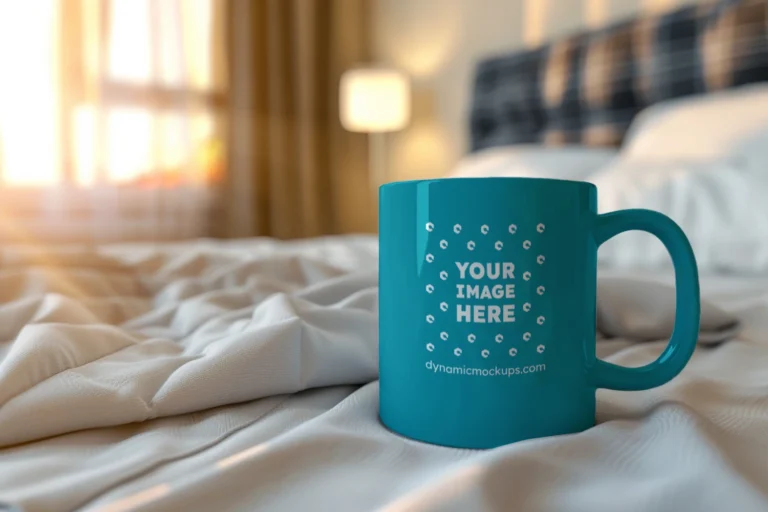 11oz Blank Teal Ceramic Coffee Mug Mockup Template