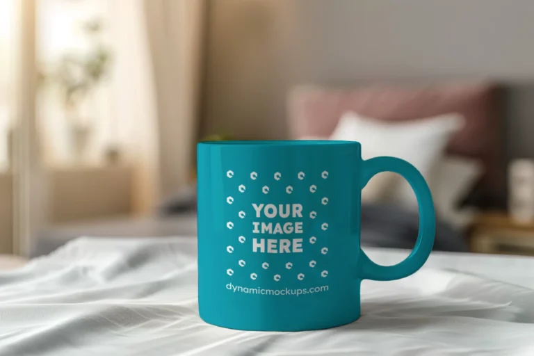 11oz Blank Teal Ceramic Coffee Mug Mockup Template