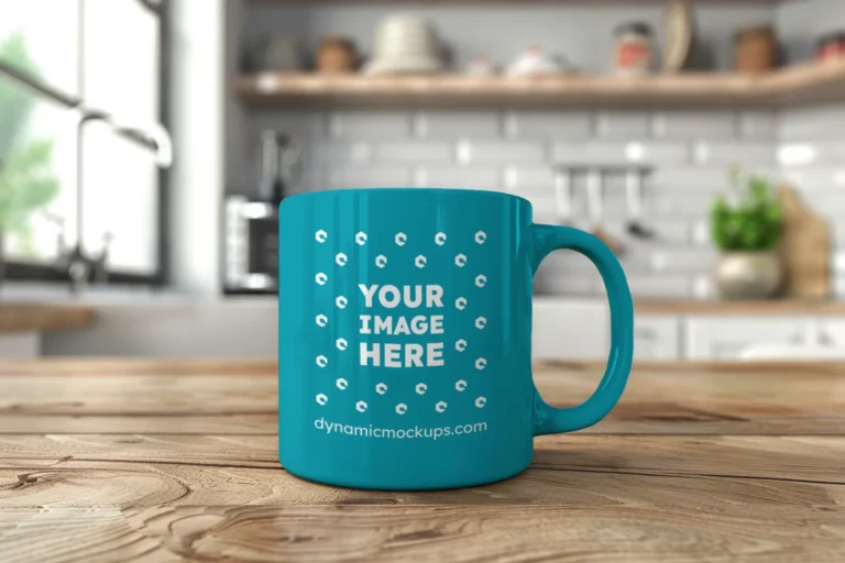 11oz Blank Teal Ceramic Coffee Mug Mockup Template