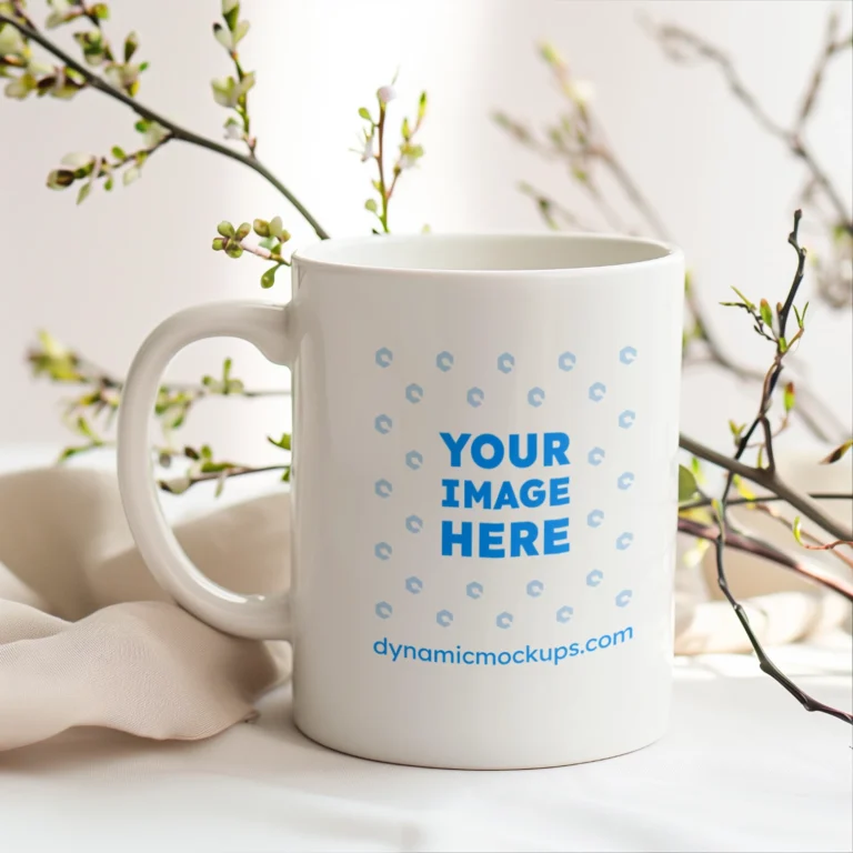 11oz Blank White Ceramic Coffee Mug Mockup Template