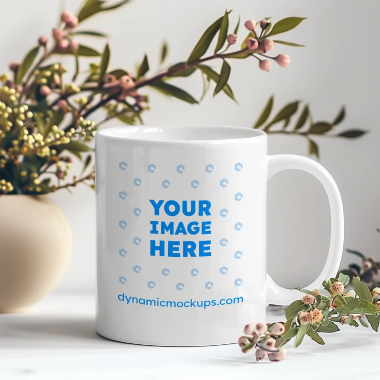 11oz Blank White Ceramic Coffee Mug Mockup Template