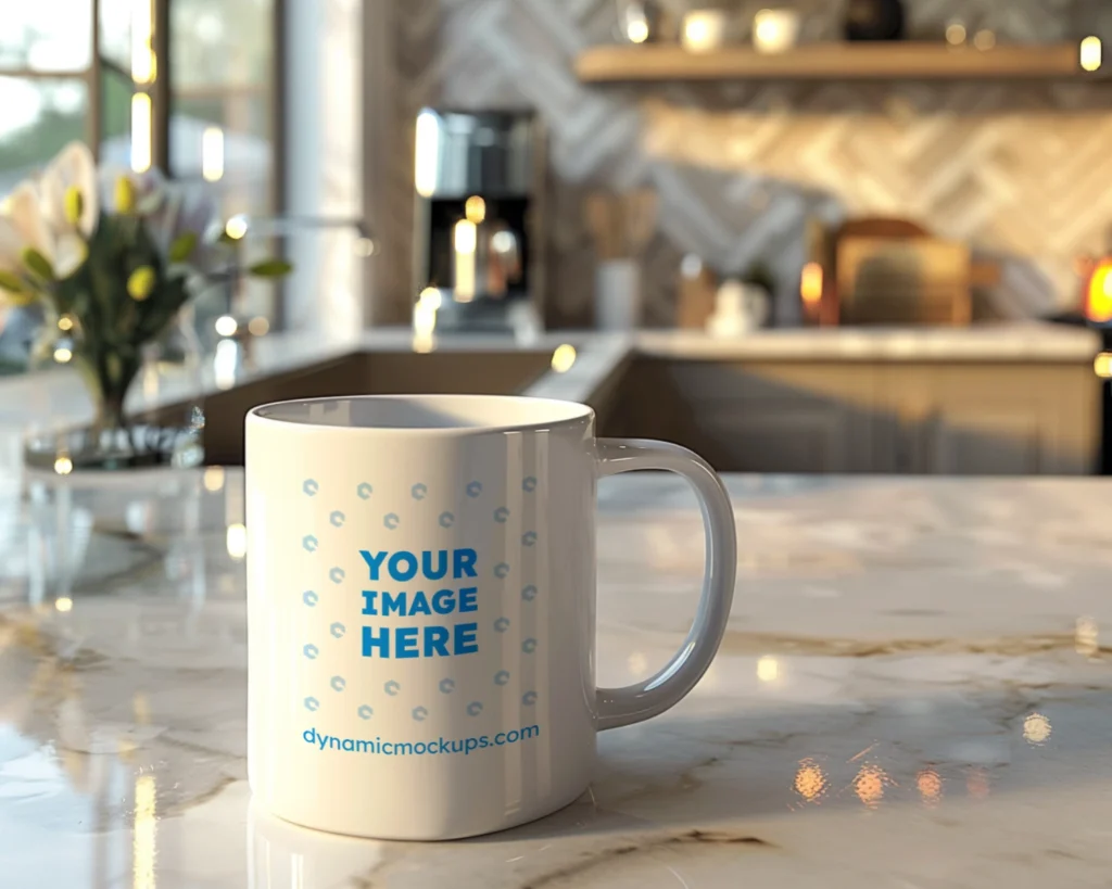 11oz Blank White Ceramic Coffee Mug Mockup Template
