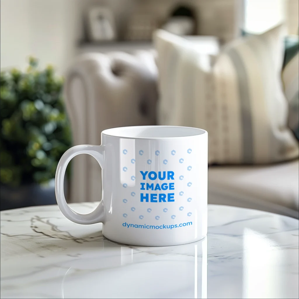 11oz Blank White Ceramic Coffee Mug Mockup Template