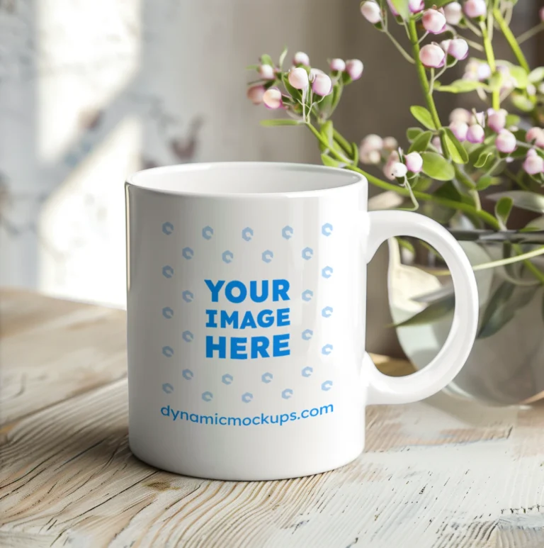 11oz Blank White Ceramic Coffee Mug Mockup Template
