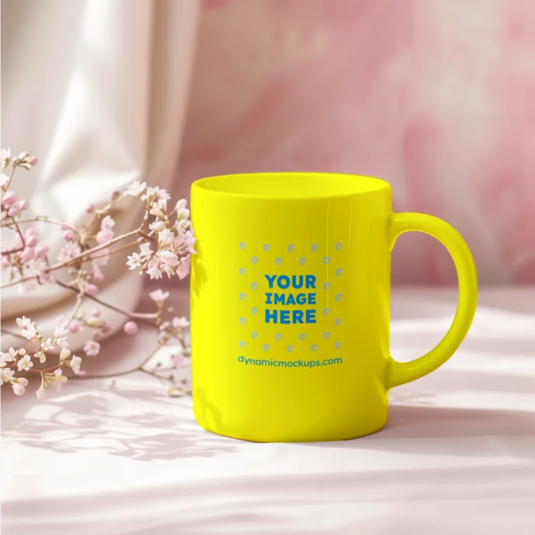 11oz Blank Yellow Ceramic Coffee Mug Mockup Template