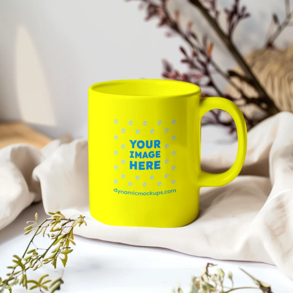 11oz Blank Yellow Ceramic Coffee Mug Mockup Template