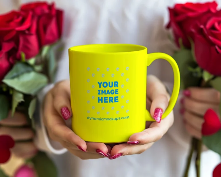 11oz Blank Yellow Ceramic Coffee Mug Mockup Template
