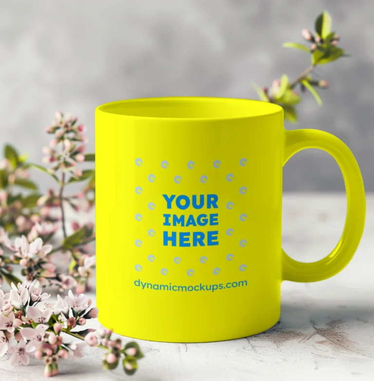 11oz Blank Yellow Ceramic Coffee Mug Mockup Template