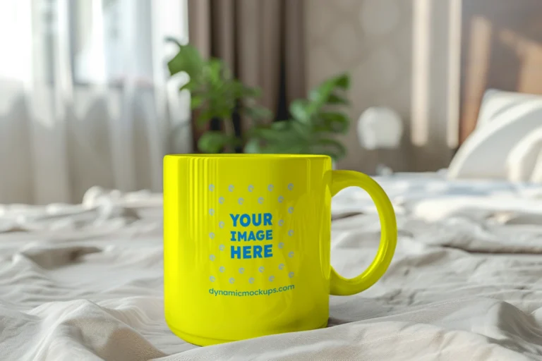 11oz Blank Yellow Ceramic Coffee Mug Mockup Template