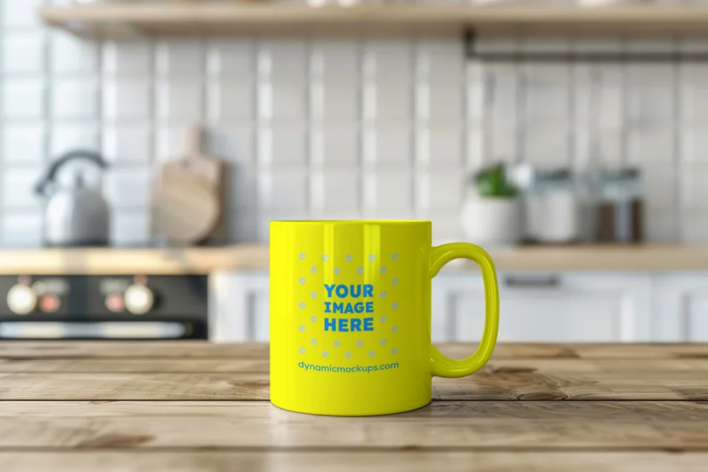 11oz Blank Yellow Ceramic Coffee Mug Mockup Template