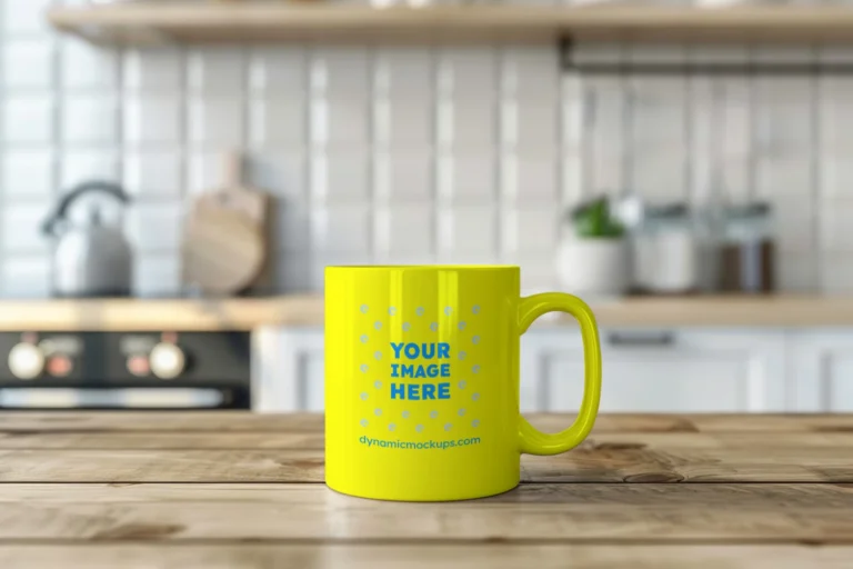 11oz Blank Yellow Ceramic Coffee Mug Mockup Template
