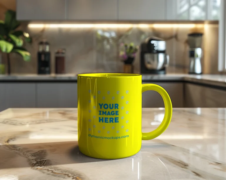 11oz Blank Yellow Ceramic Coffee Mug Mockup Template