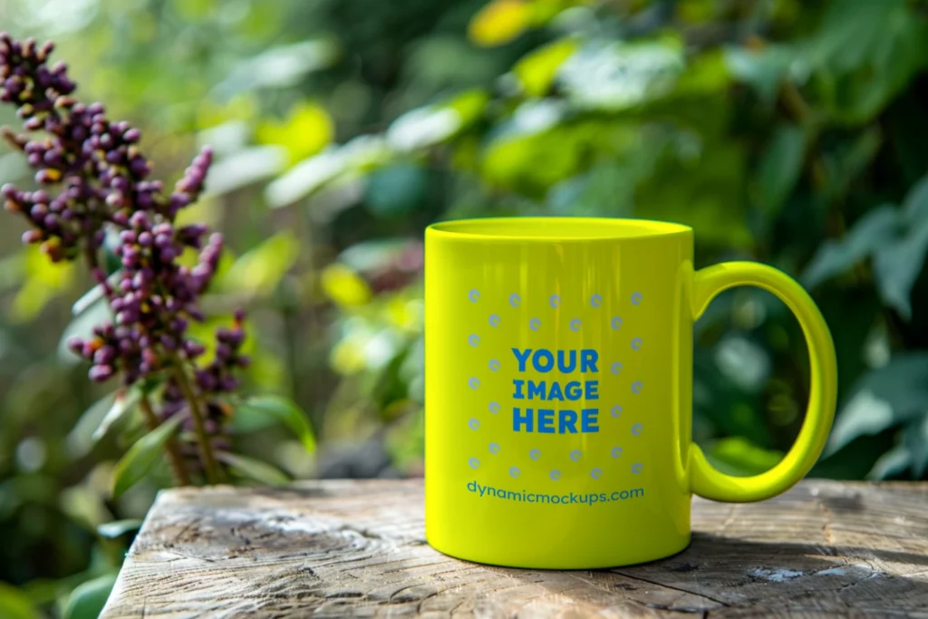 11oz Blank Yellow Ceramic Coffee Mug Mockup Template