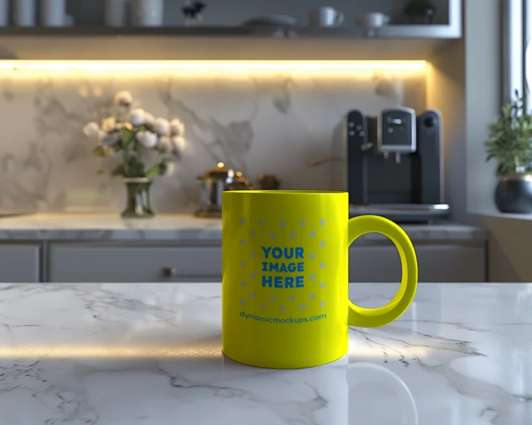 11oz Blank Yellow Ceramic Coffee Mug Mockup Template
