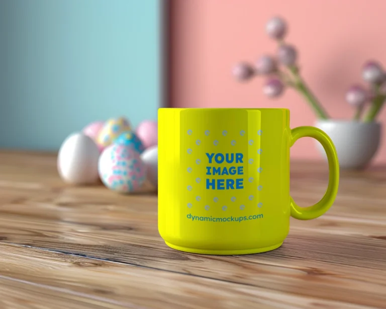11oz Blank Yellow Ceramic Coffee Mug Mockup Template