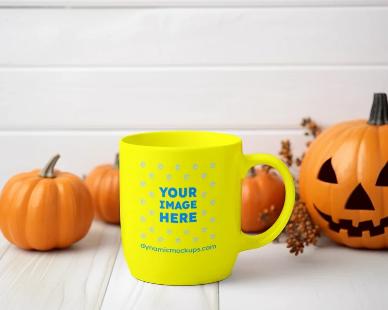 11oz Blank Yellow Ceramic Coffee Mug Mockup Template