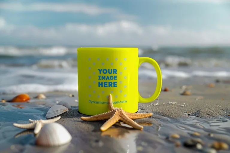 11oz Blank Yellow Ceramic Coffee Mug Mockup Template