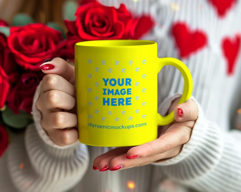 11oz Blank Yellow Ceramic Coffee Mug Mockup Template