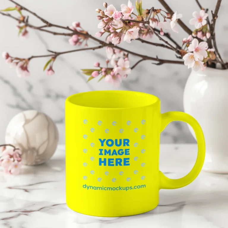 11oz Blank Yellow Ceramic Coffee Mug Mockup Template