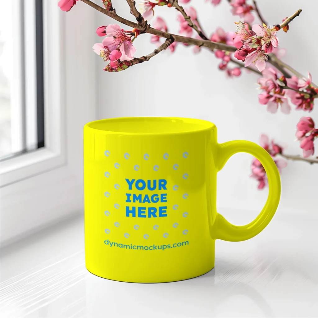 11oz Blank Yellow Ceramic Coffee Mug Mockup Template