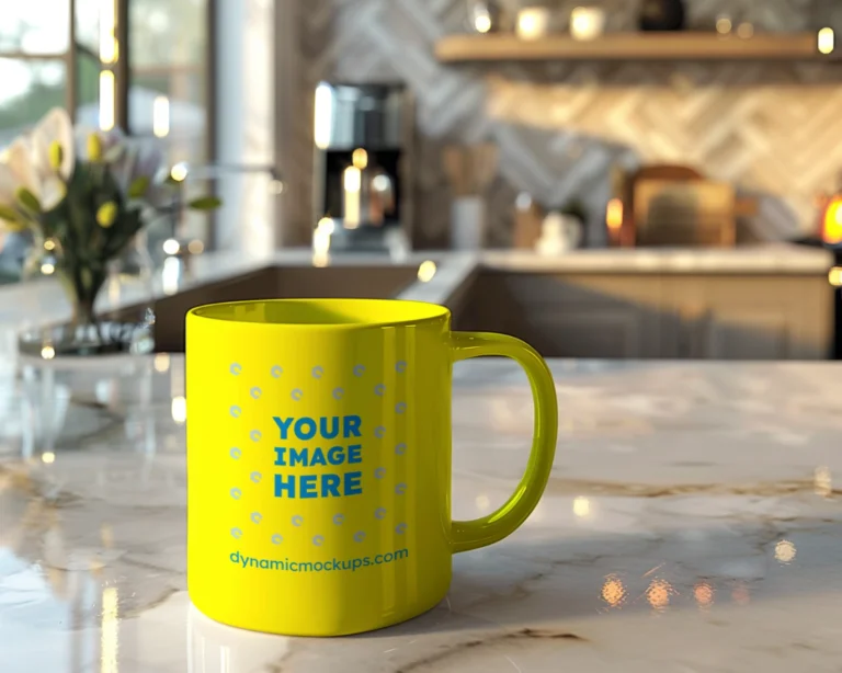 11oz Blank Yellow Ceramic Coffee Mug Mockup Template