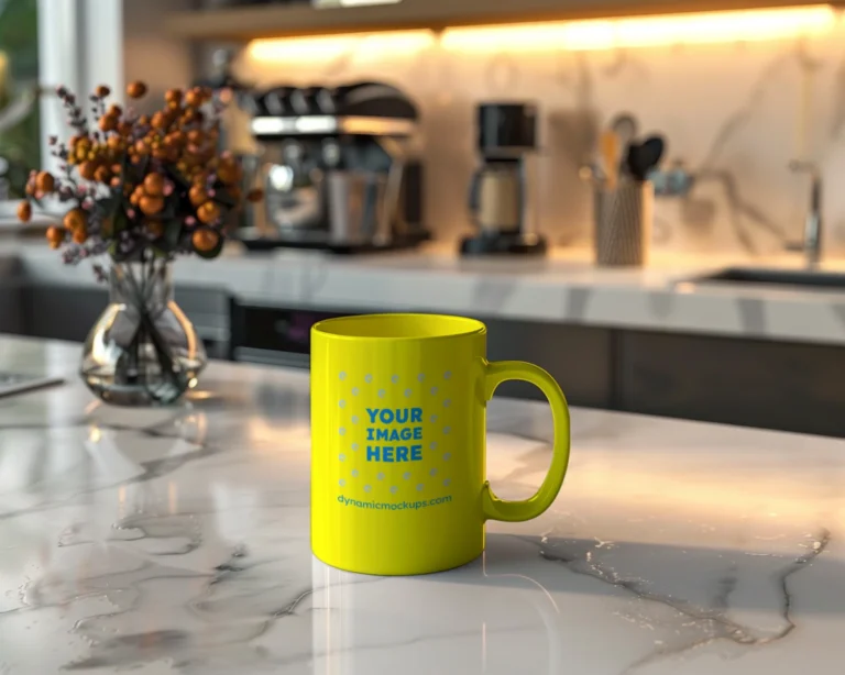 11oz Blank Yellow Ceramic Coffee Mug Mockup Template