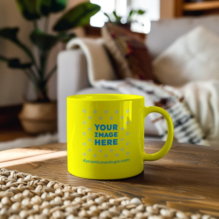 11oz Blank Yellow Ceramic Coffee Mug Mockup Template