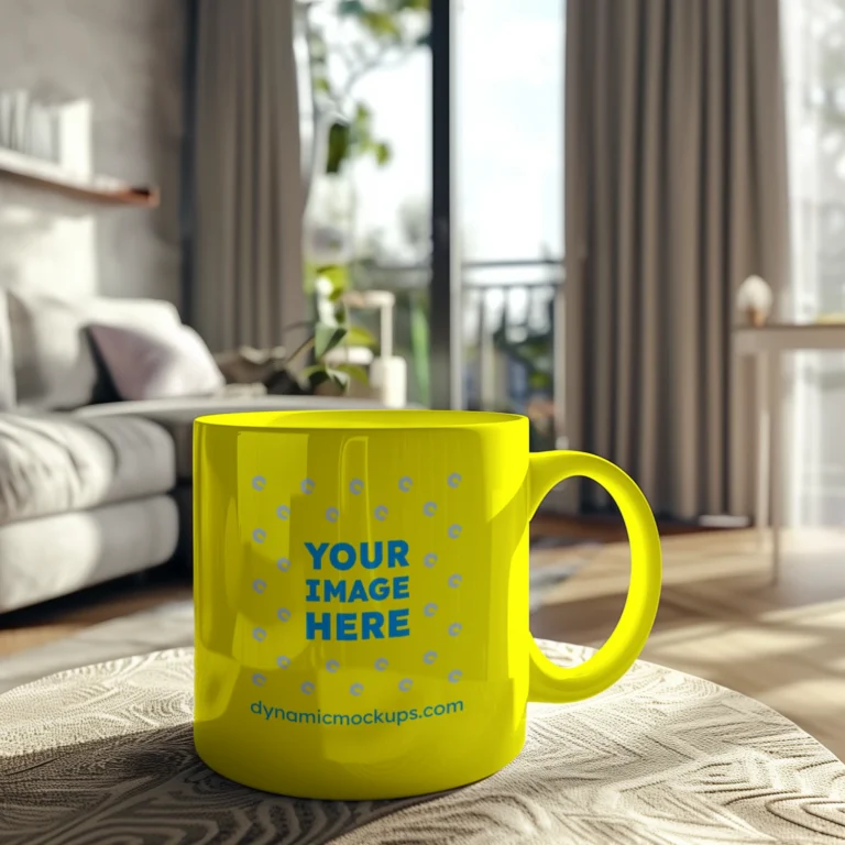 11oz Blank Yellow Ceramic Coffee Mug Mockup Template