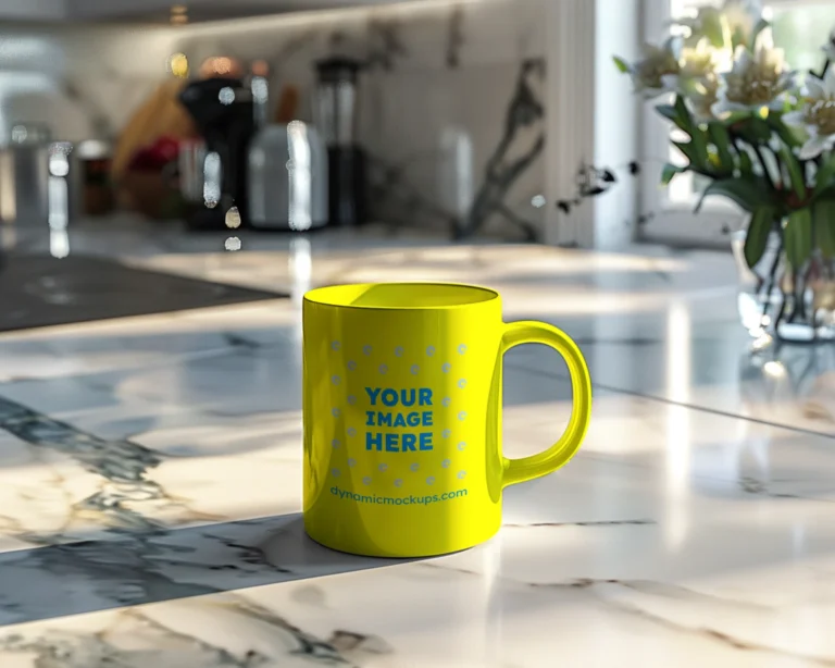 11oz Blank Yellow Ceramic Coffee Mug Mockup Template