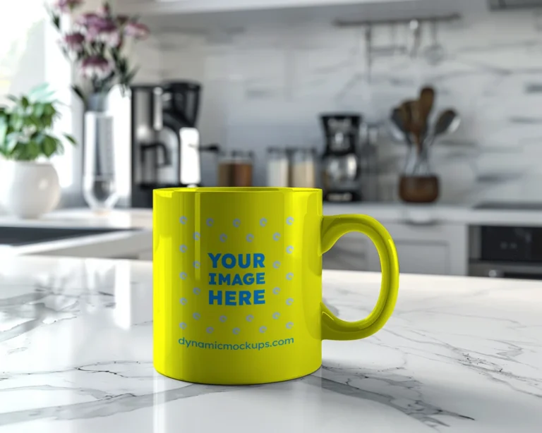 11oz Blank Yellow Ceramic Coffee Mug Mockup Template