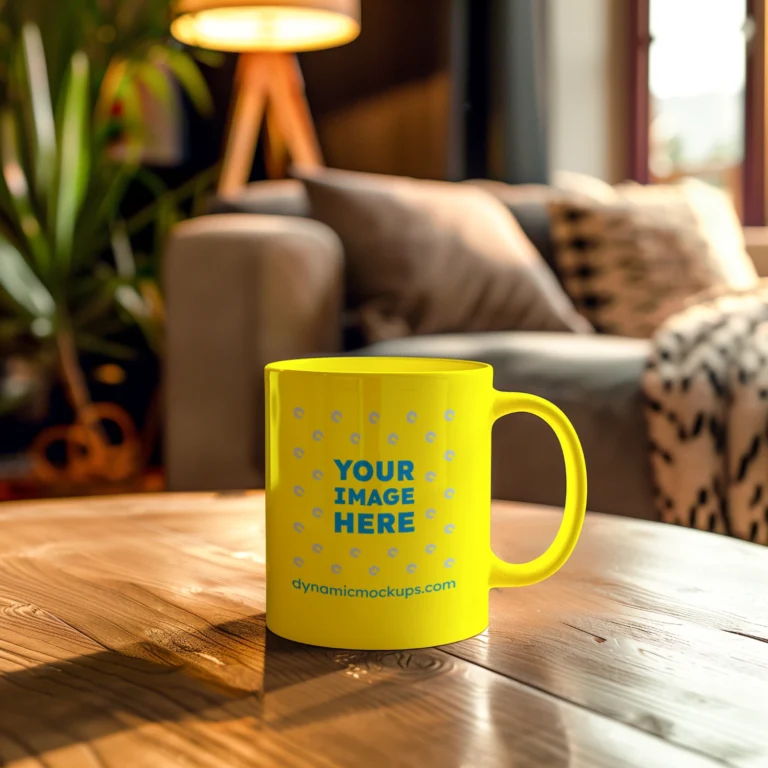 11oz Blank Yellow Ceramic Coffee Mug Mockup Template