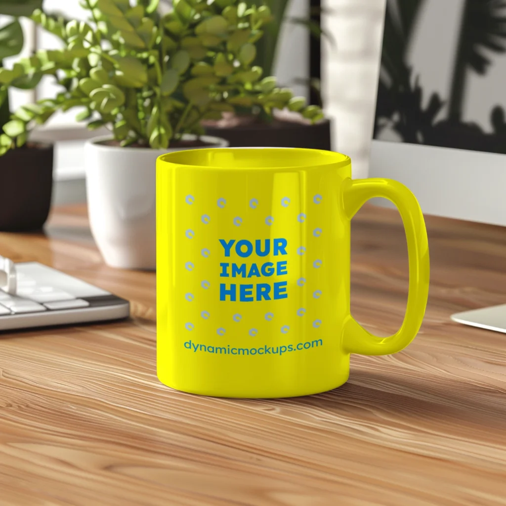 11oz Blank Yellow Ceramic Coffee Mug Mockup Template