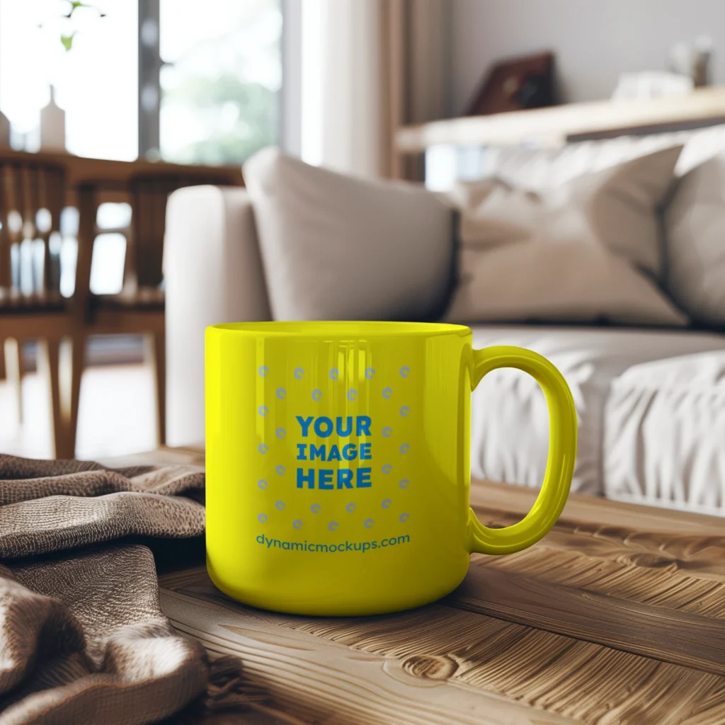 11oz Blank Yellow Ceramic Coffee Mug Mockup Template