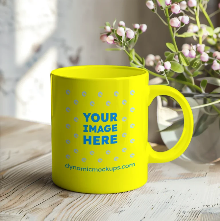 11oz Blank Yellow Ceramic Coffee Mug Mockup Template