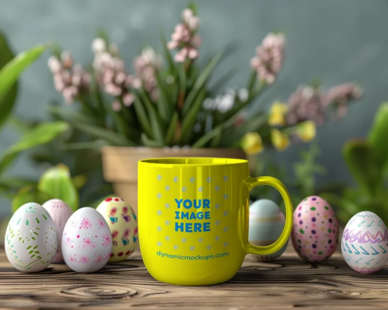 11oz Blank Yellow Ceramic Coffee Mug Mockup Template