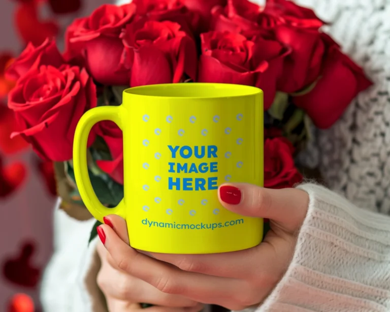11oz Blank Yellow Ceramic Coffee Mug Mockup Template