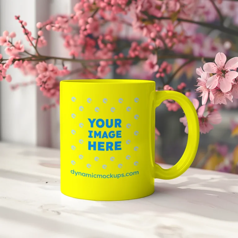 11oz Blank Yellow Ceramic Coffee Mug Mockup Template