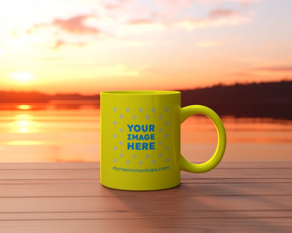 11oz Blank Yellow Ceramic Coffee Mug Mockup Template