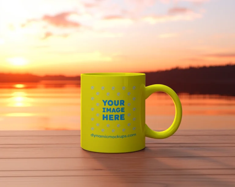 11oz Blank Yellow Ceramic Coffee Mug Mockup Template