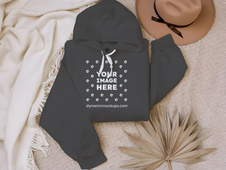 3D Wearing Dark Gray Hoodie Mockup Front View Template