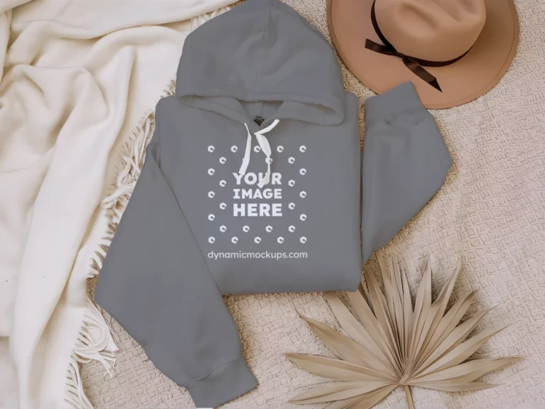 3D Wearing Gray Hoodie Mockup Front View Template
