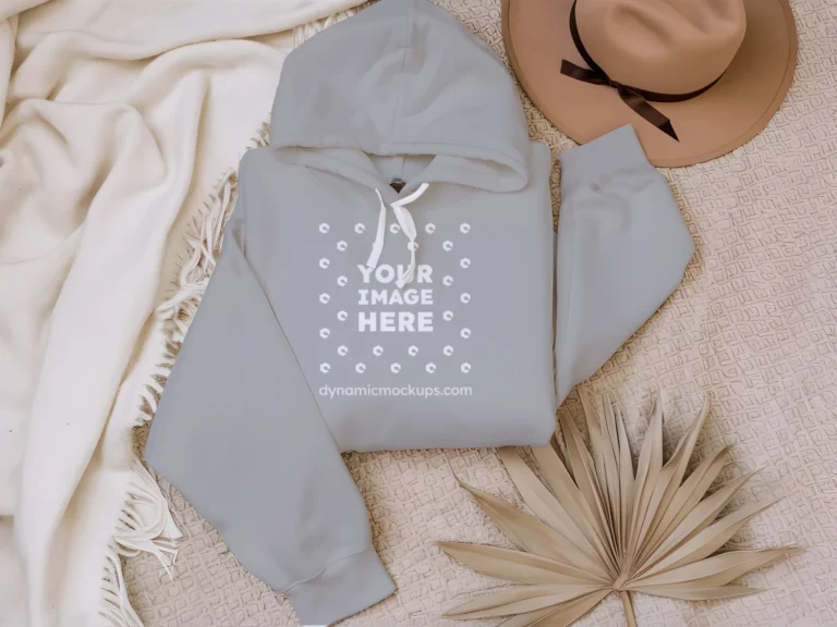3D Wearing Light Gray Hoodie Mockup Front View Template