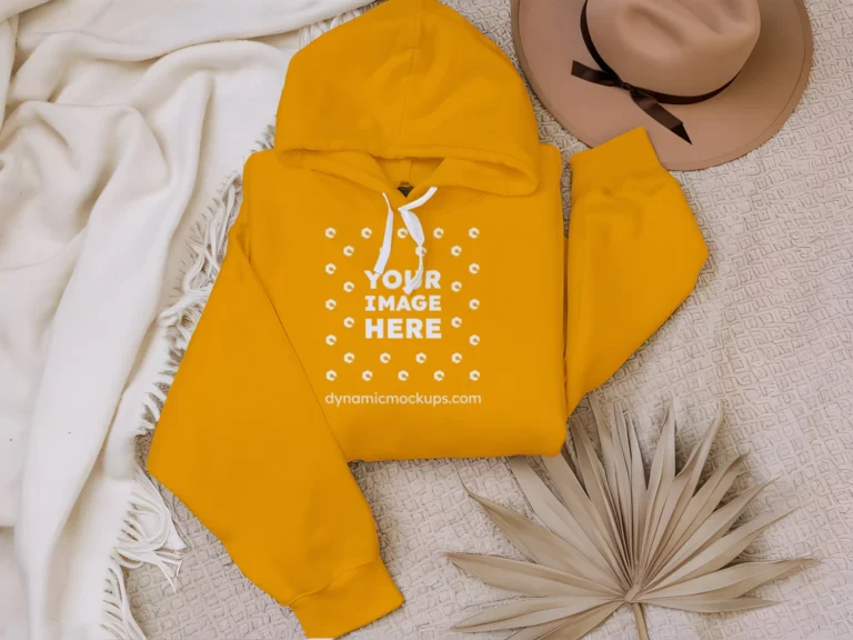 3D Wearing Orange Hoodie Mockup Front View Template