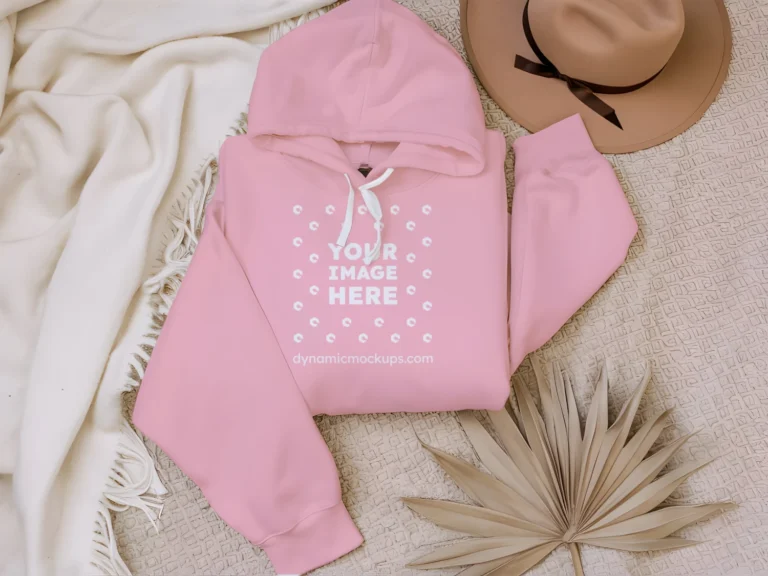 3D Wearing Pink Hoodie Mockup Front View Template